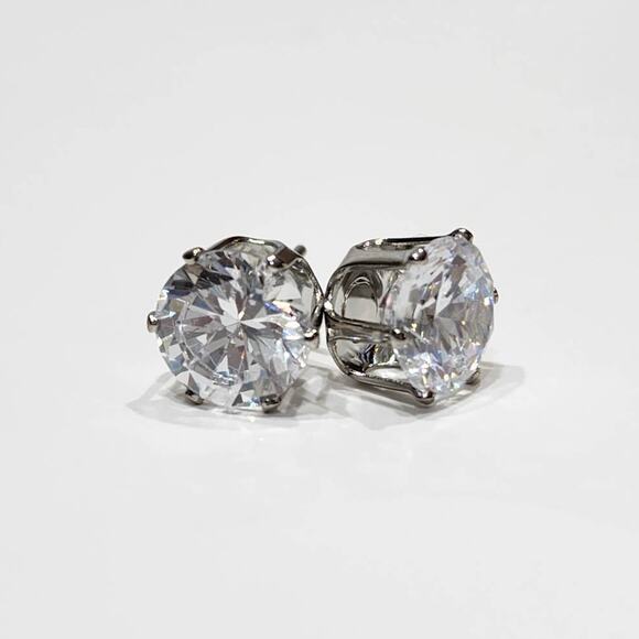 Beautiful Round Cut 4‎ CTW Brilliant Cubic Zirconia Stud Earrings - Picture 8 of 10
